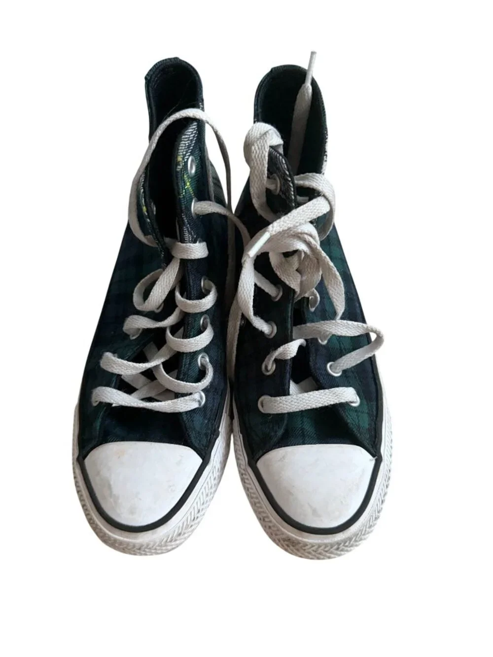CONVERSE Unisex Kids Green Plaid hi Top Sneakers Size 3.5